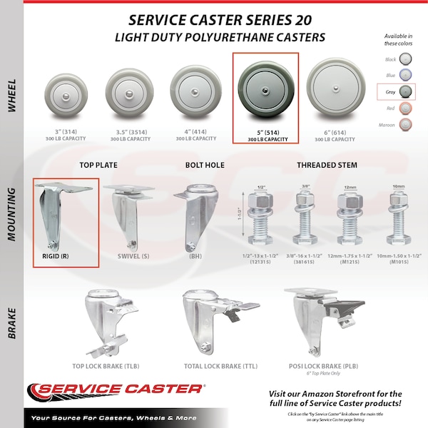 Cambro UPCS400CK Ultra Pan Carrier Caster With 2 Rigid Replacement Set - SCC